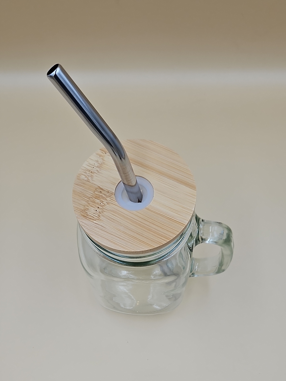 Mason Jar with Lid and Reusable Straw - Picture 2 of 3